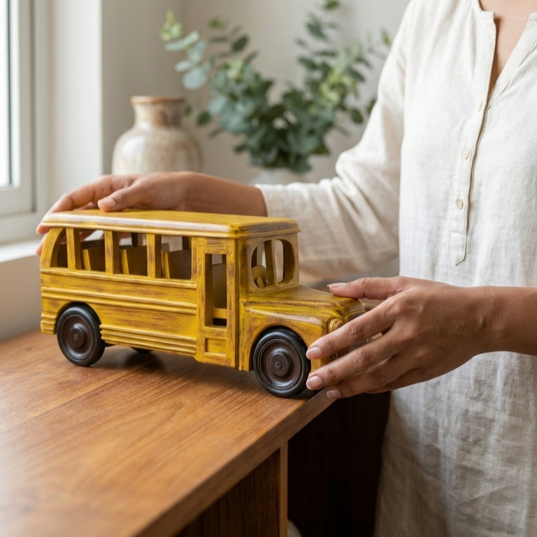 Luxury vintage bus showpiece for office desk decoration