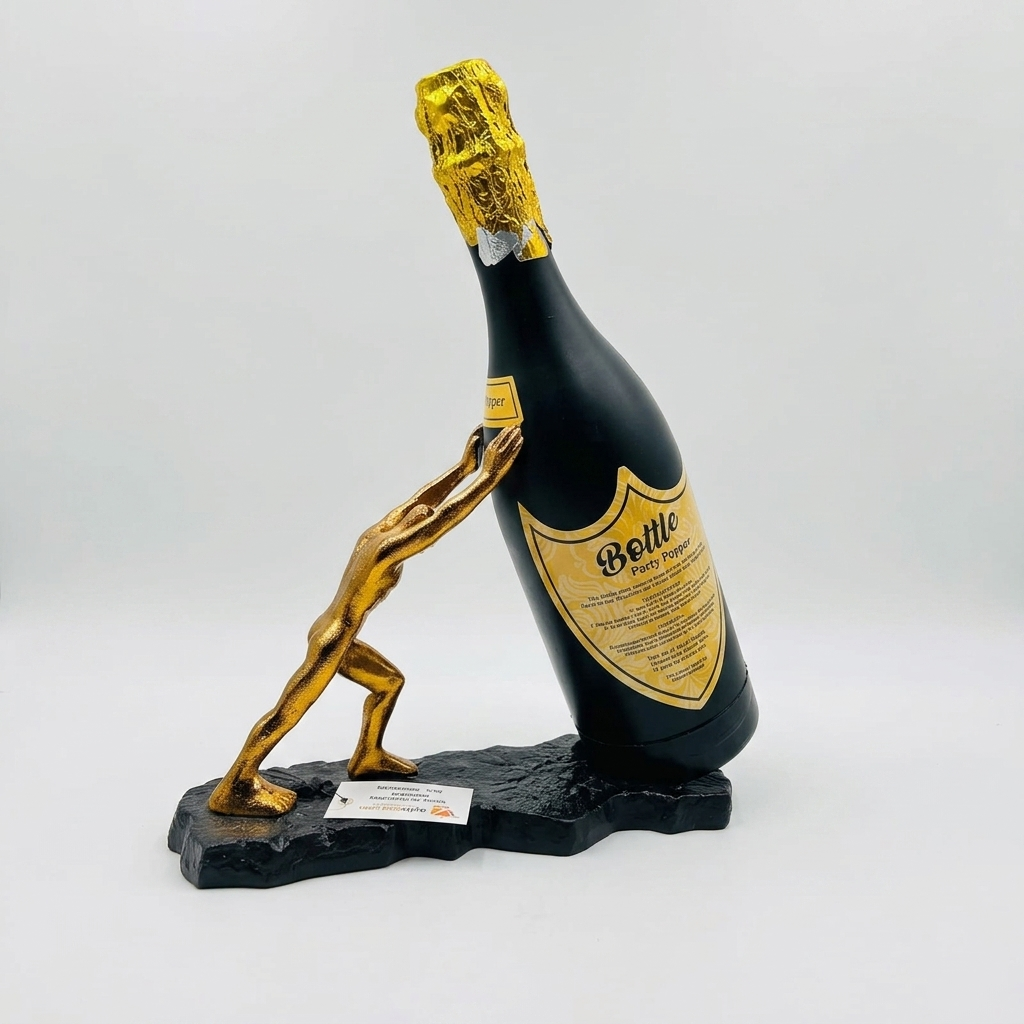 Man Holding Bottle Showpiece