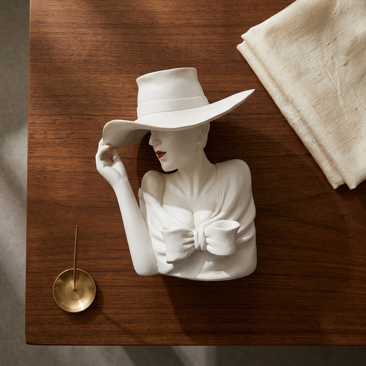 White Lady Bust Sculpture