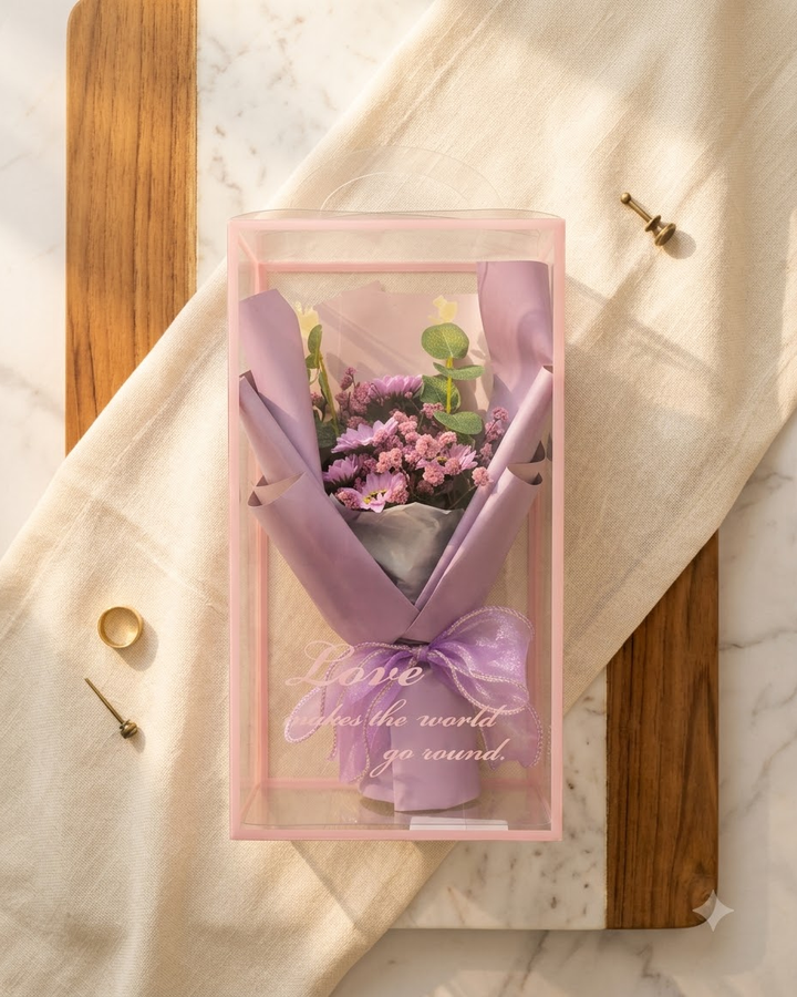 Purple Flower Bouquet in Gift Box