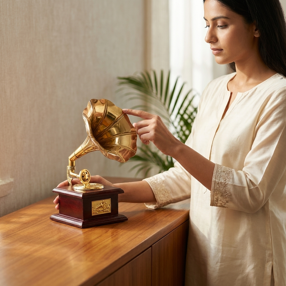 Antique vintage gramophone showpiece for living room