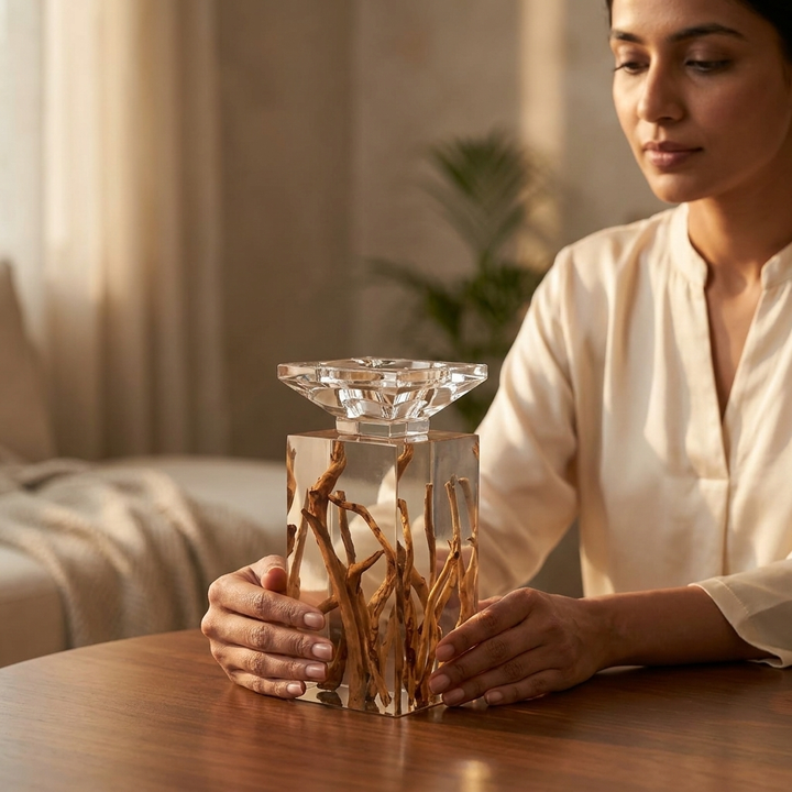 Premium decorative candle holder with warm candlelight for living room