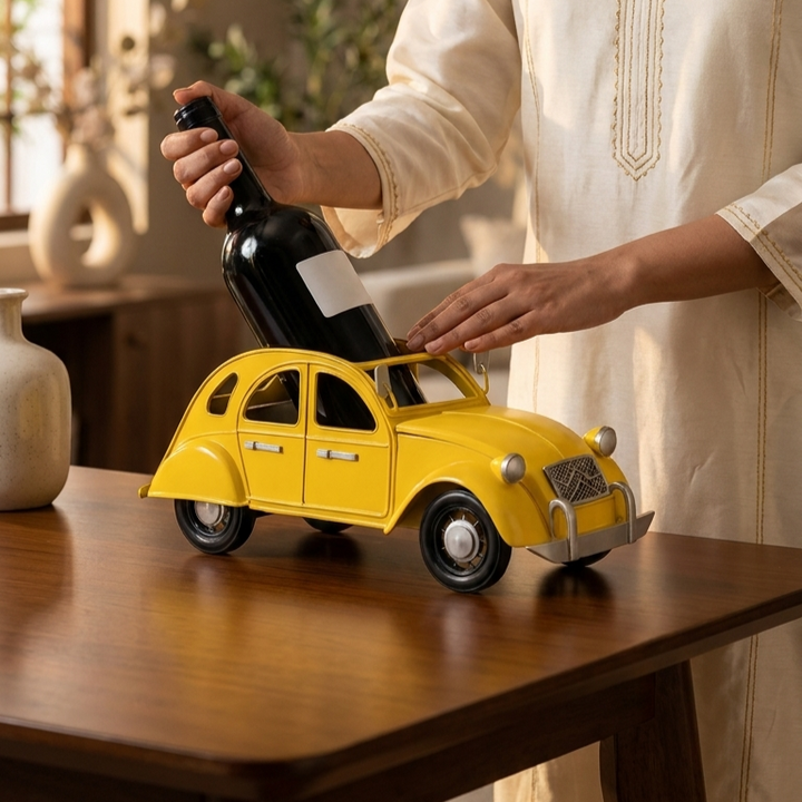 Premium tabletop vintage car wine bottle stand for home décor