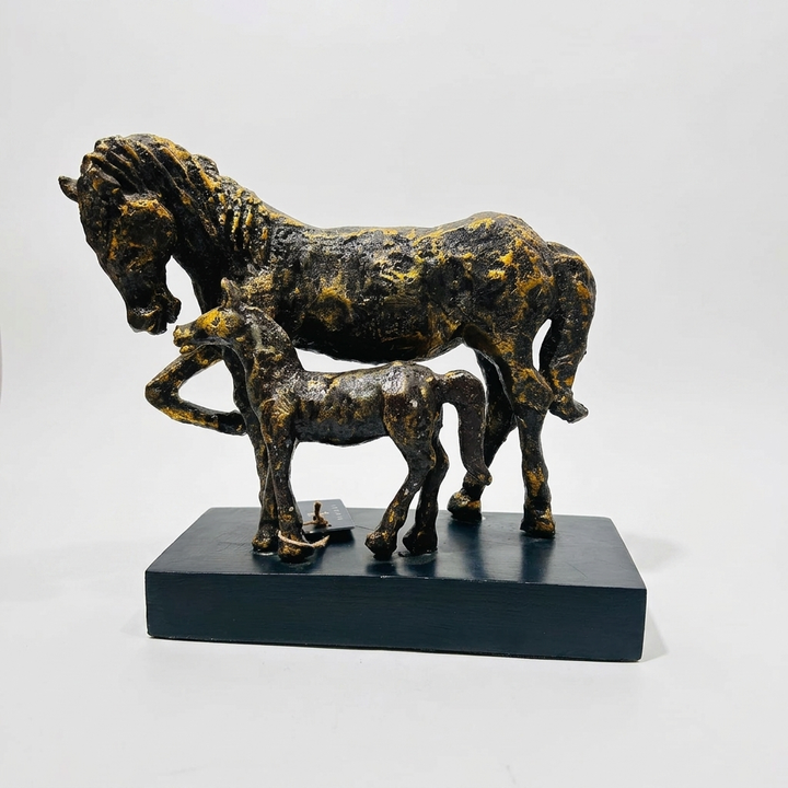 Antique Horse and Foal Sculpture