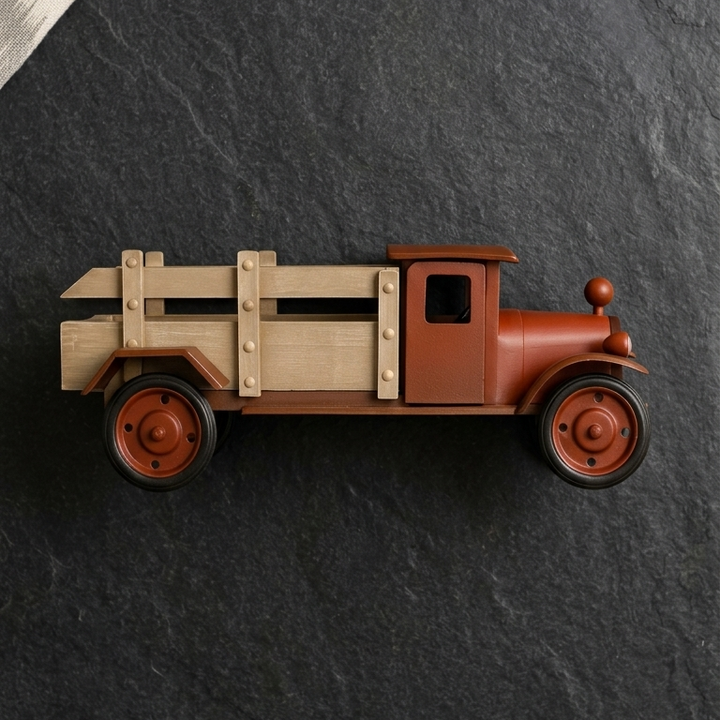Handcrafted vintage wooden pickup truck showpiece with rustic finish for premium home décor and luxury gifting