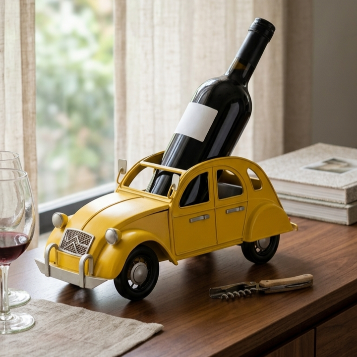 Vintage car wine bottle holder made for home bar décor