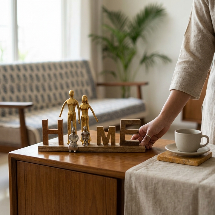 Elegant HOME family figurine showpiece for housewarming gifting