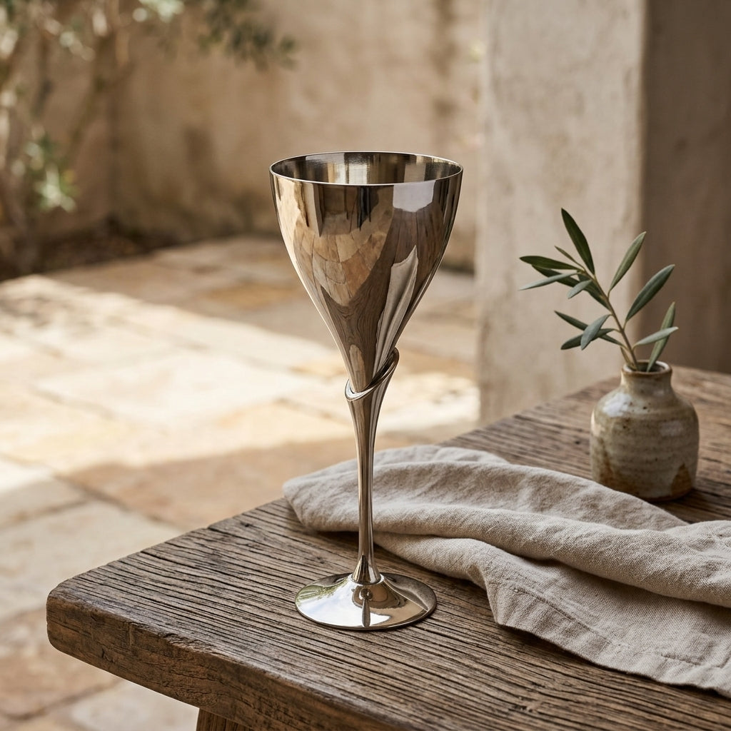 Luxury designer goblet gift with elegant twisted stem design