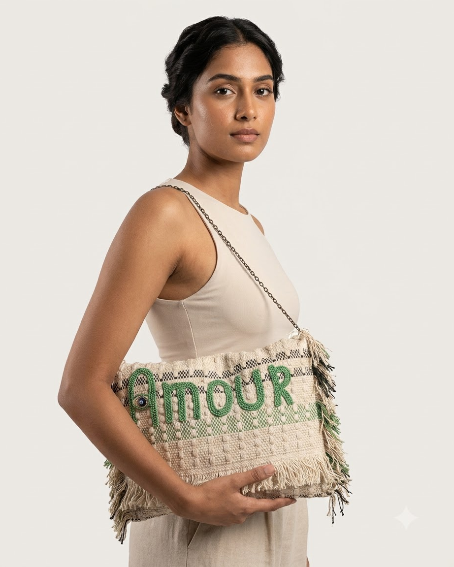 AMOUR Sling Bag with Green Embroidery