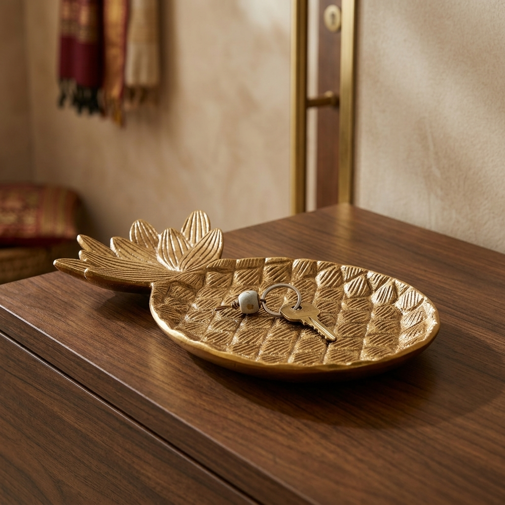 Handcrafted Gold Pineapple Showpiece for Home Decor