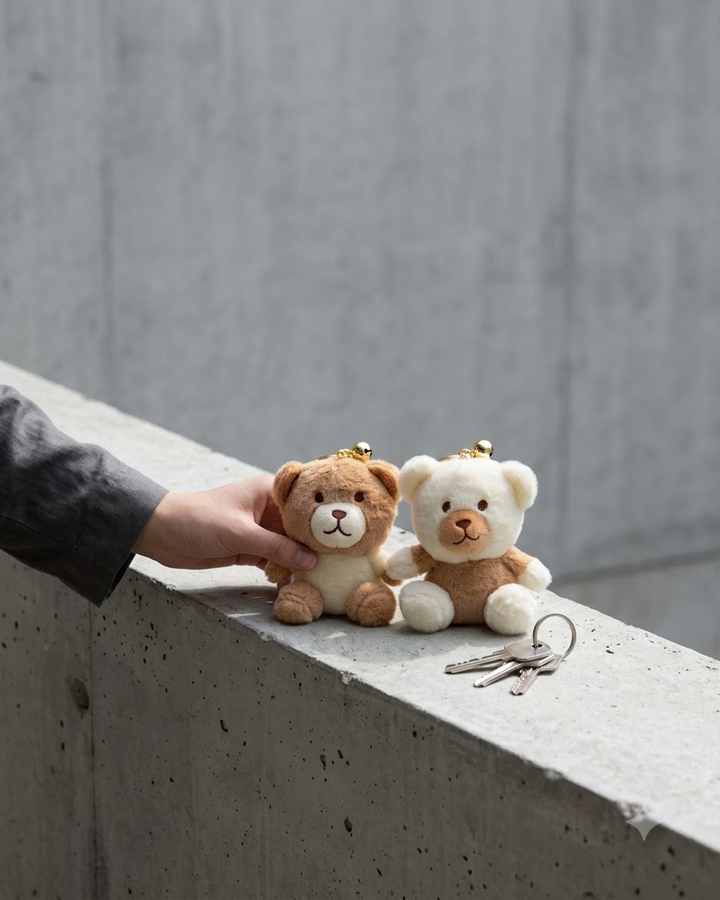 Cute Teddy Bear Couple Keychain Set