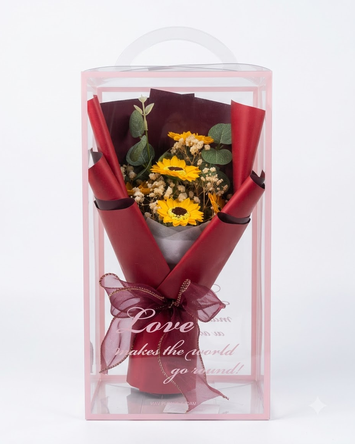Sunflower Bouquet in Pink Gift Box