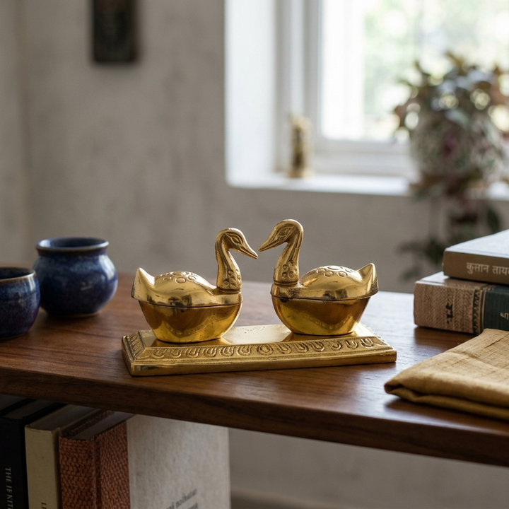 Elegant Golden Peacock Couple Showpiece for gifting