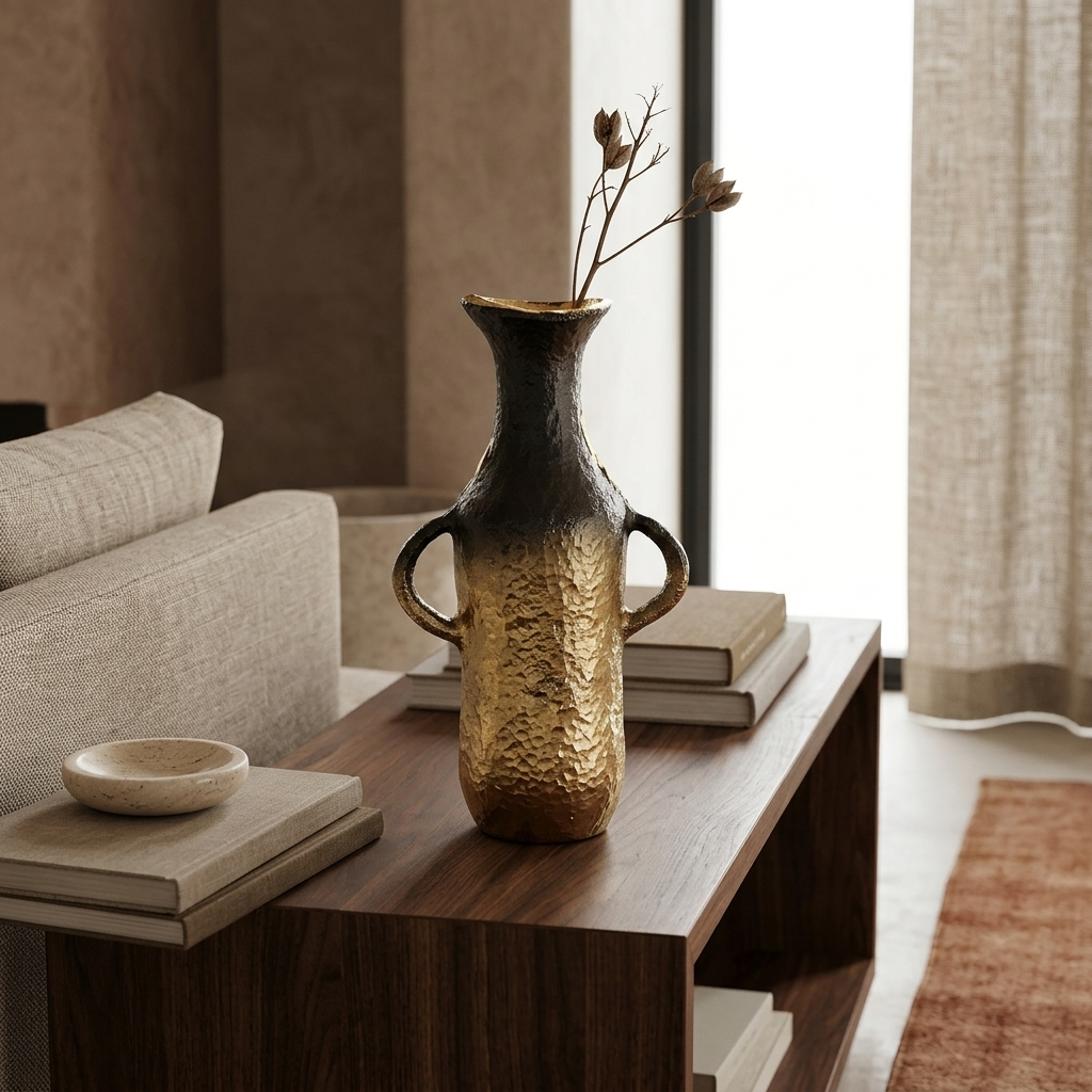 Black Gold Metal Vase
