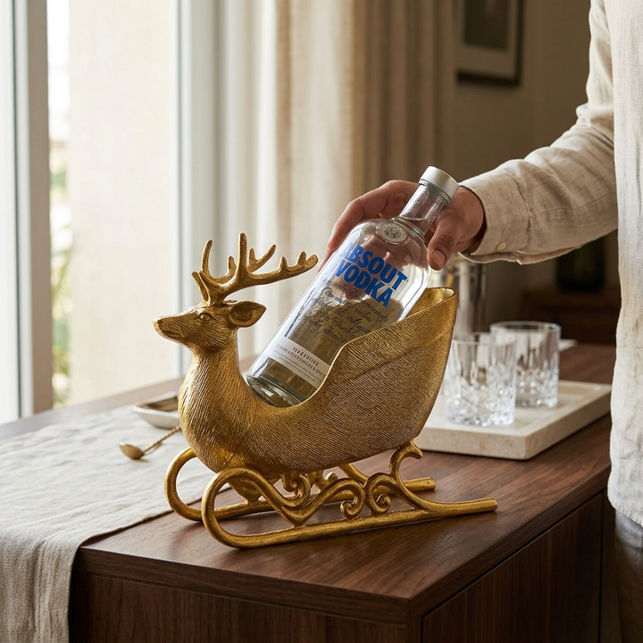 Gold Deer Bottle Holder Showpiece