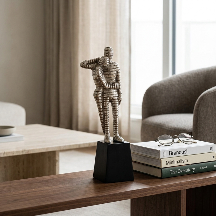 Abstract Silver Human Sculpture