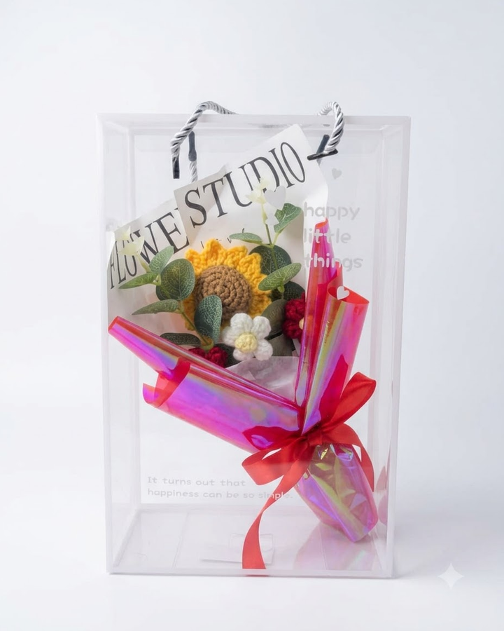 Crochet Sunflower Bouquet Gift Box