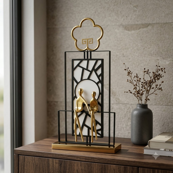 Modern Couple Decorative Showpiece with Gold &amp; Black Frame