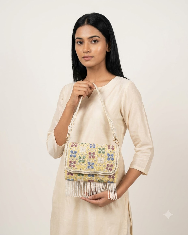 Floral Beaded Sling Bag