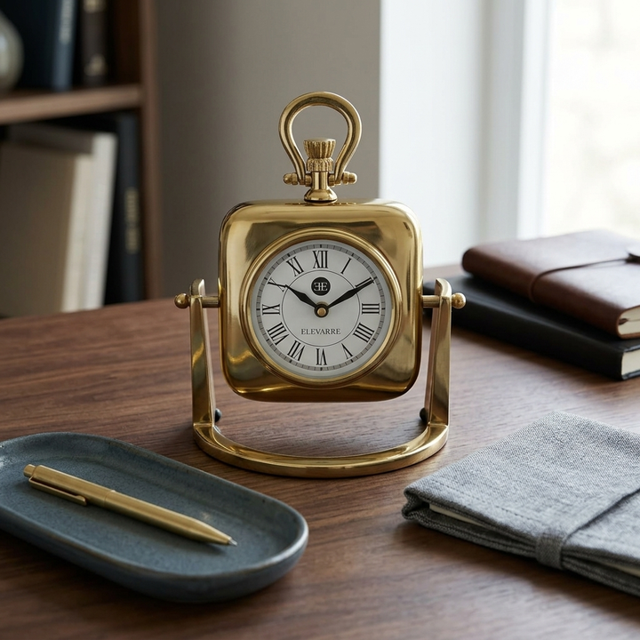 Golden Anchor Table Clock