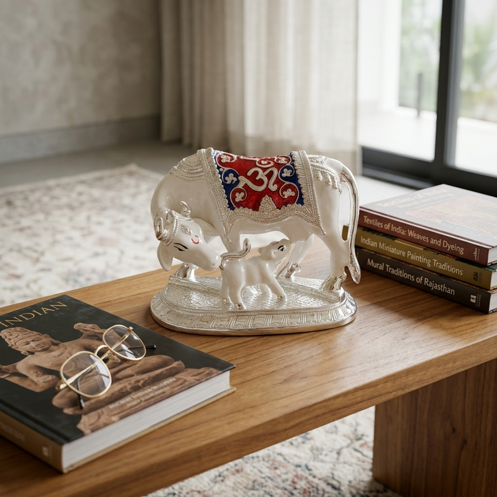 Premium Cow and Calf Showpiece with Om-inspired design