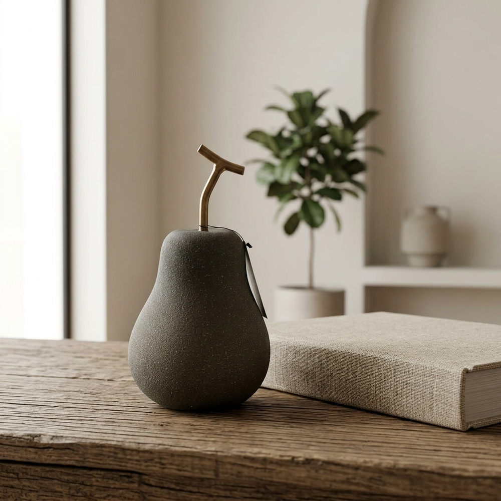 Luxury grey pear decorative sculpture for modern interiors