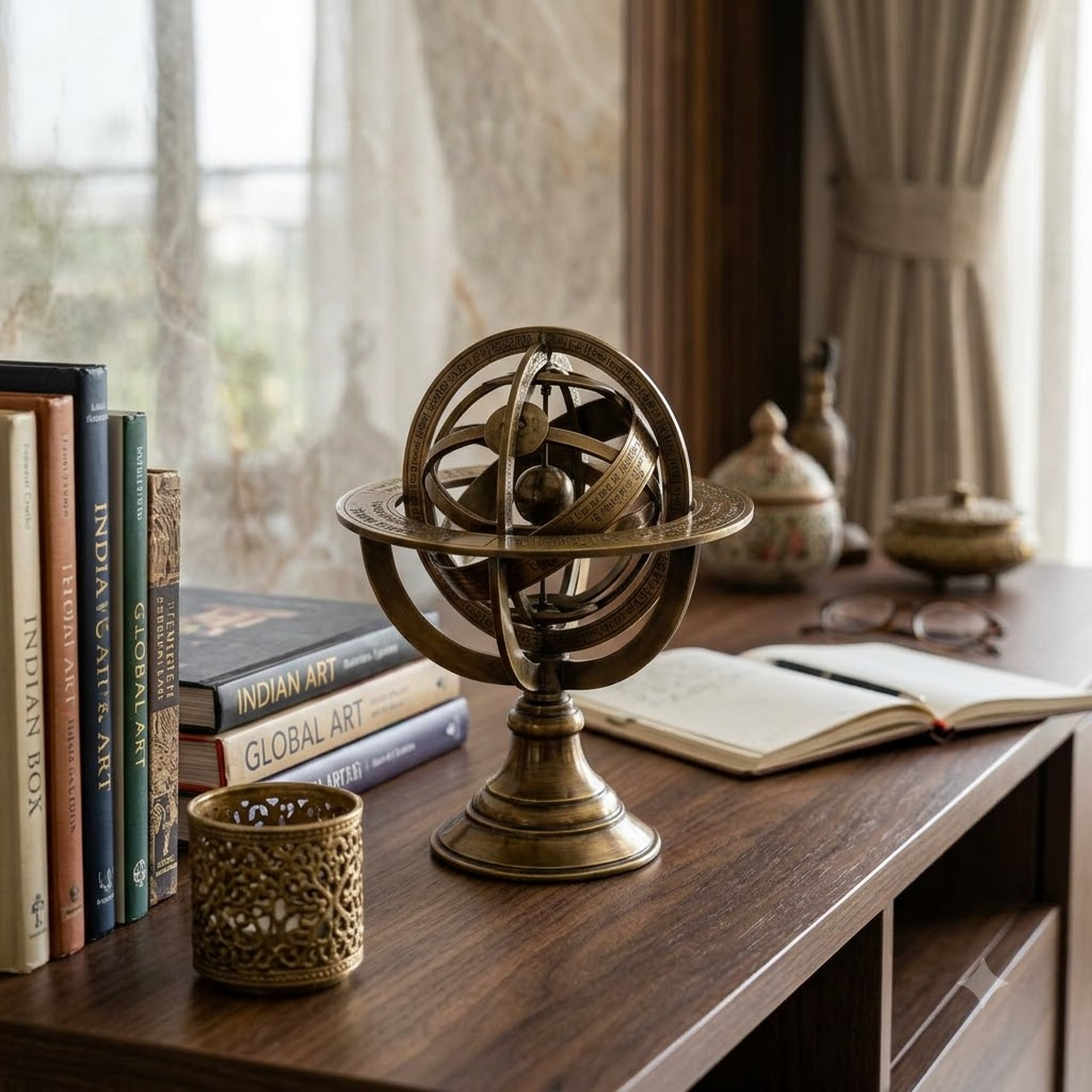 Antique Brass Armillary Sphere Table Decor