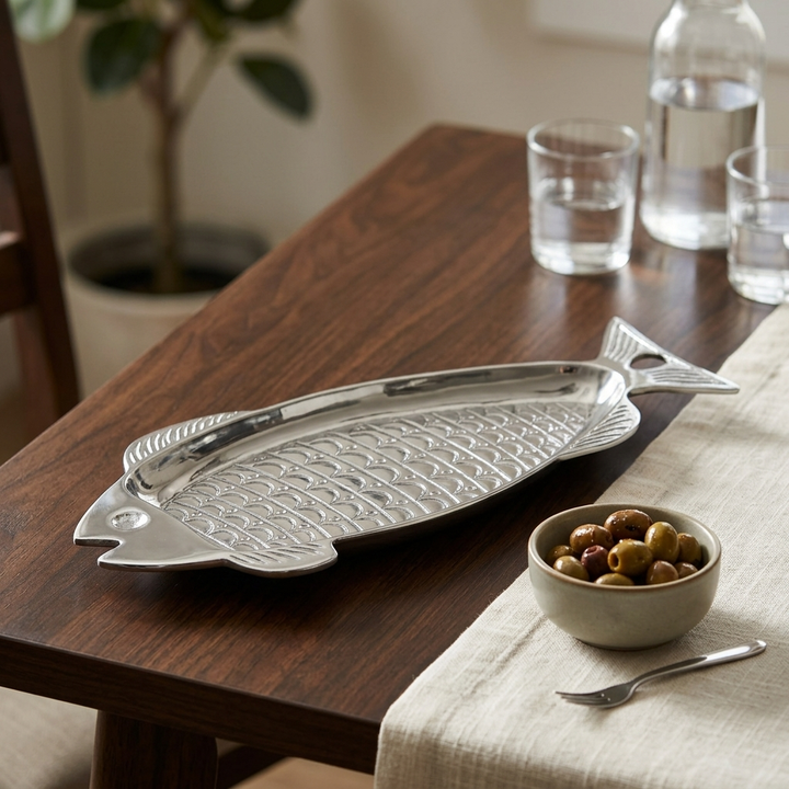 Handcrafted Silver Fish Showpiece for Home Decor