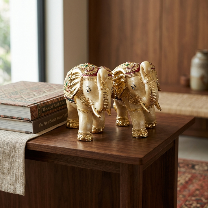 Premium Luxury Elephant Pair Showpiece home decor for gifting