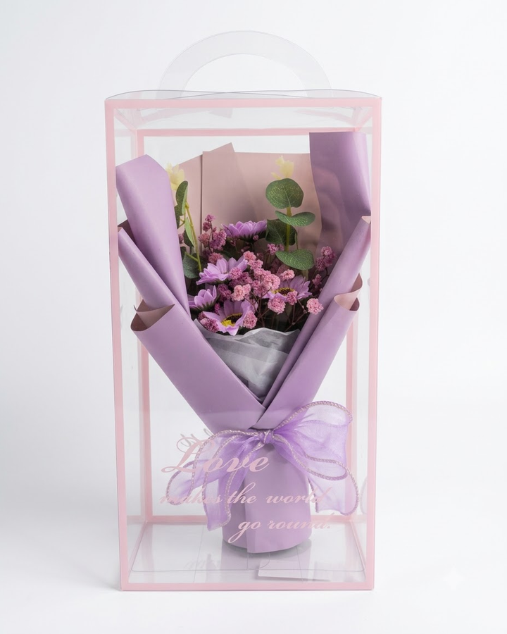 Purple Flower Bouquet in Gift Box