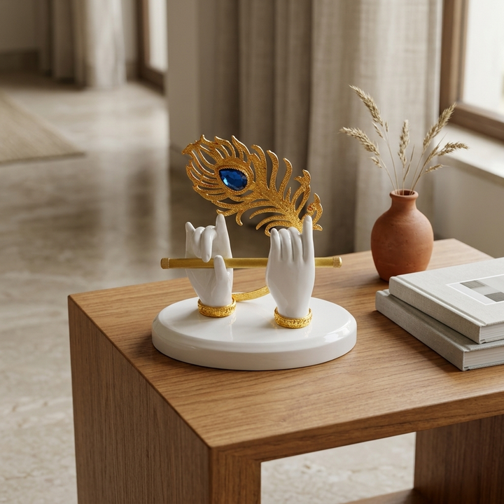Premium Krishna Hand Flute Showpiece home décor showpiece