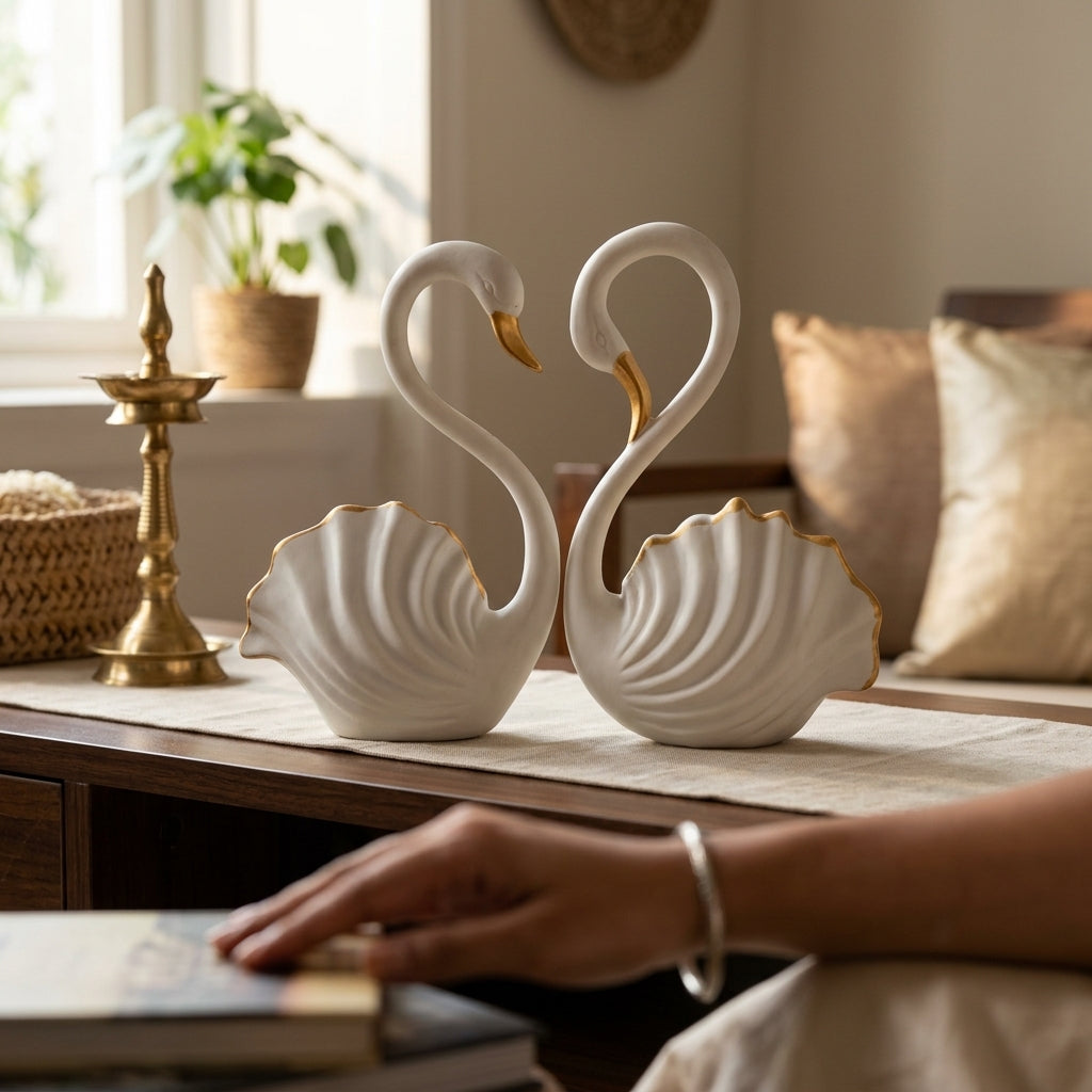 Luxury Swan Couple Showpiece for home, office