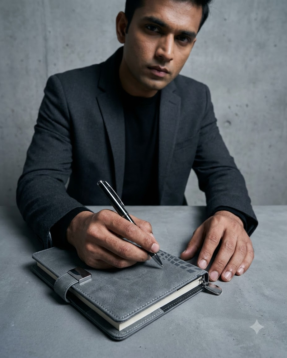 Grey Notebook and Pen Gift Set