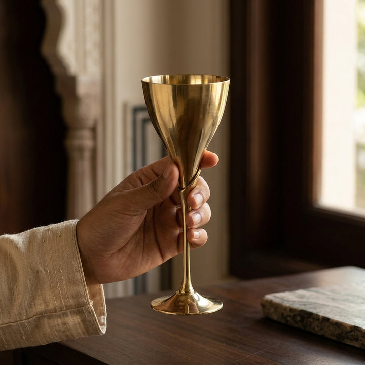 Brass Finish Luxury Champagne Flute for premium celebration dining