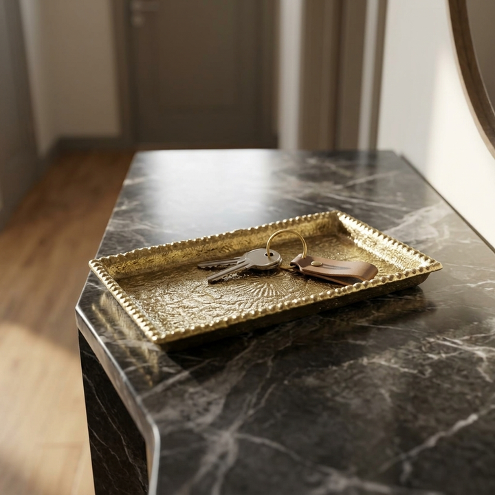 Handcrafted Antique Gold Decorative Tray