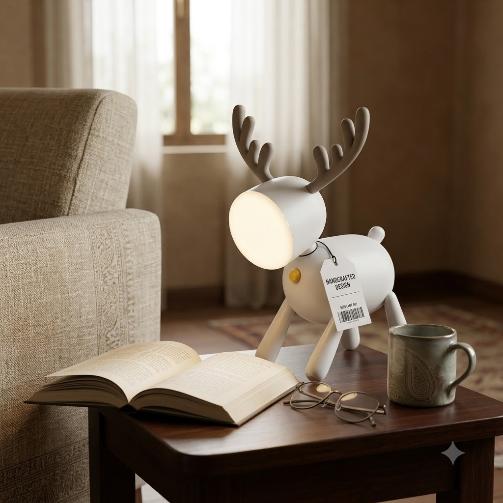 White Reindeer Decorative Showpiece