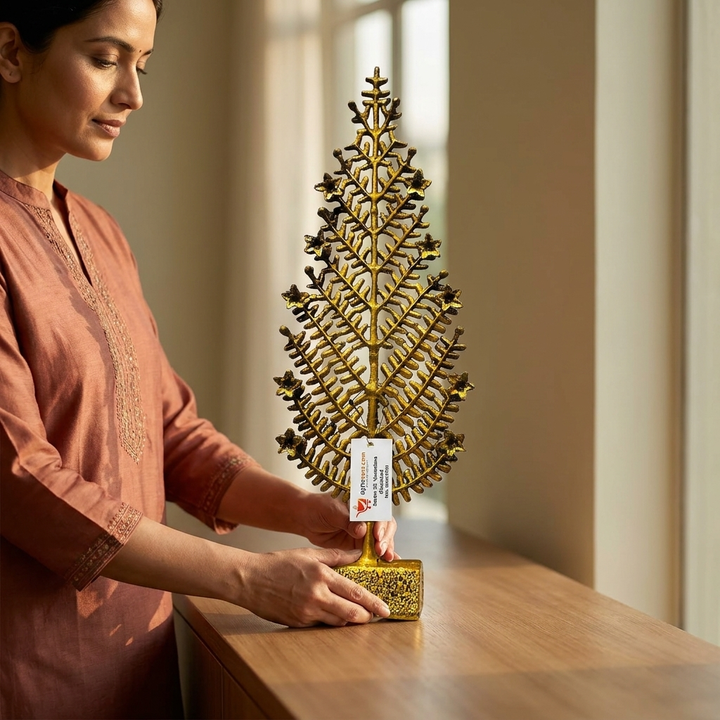 Golden Metal Tree Showpiece for Home Decor