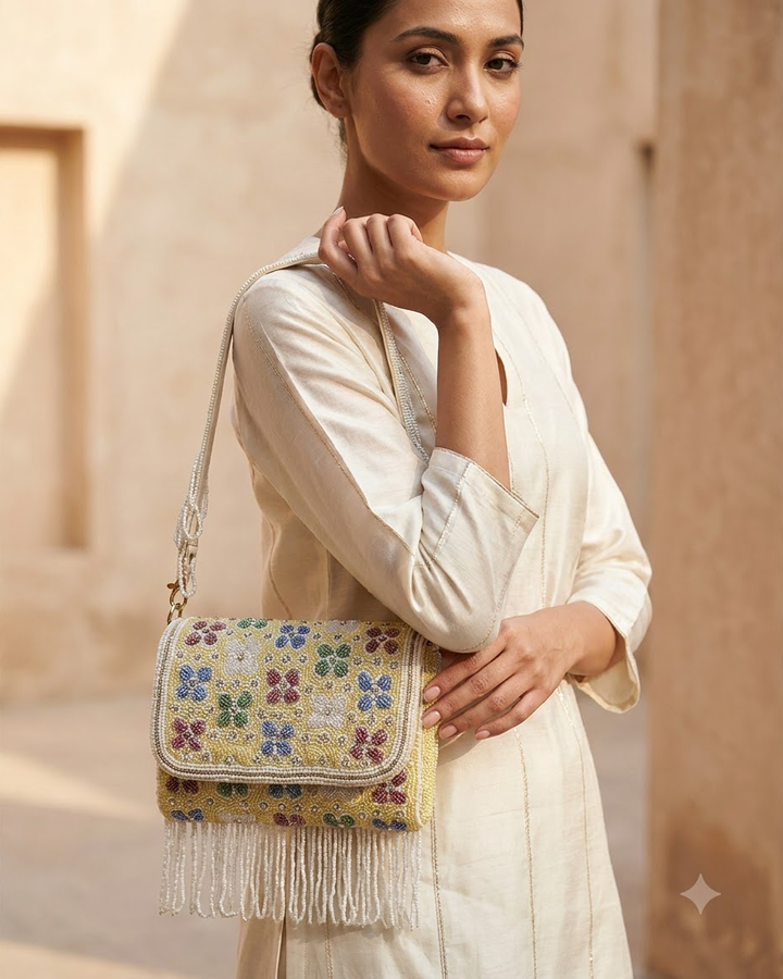 Floral Beaded Sling Bag