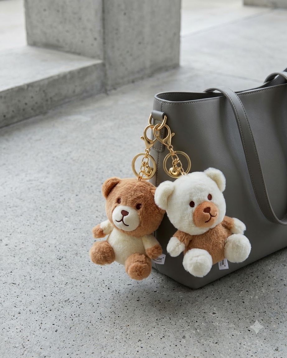 Cute Teddy Bear Couple Keychain Set