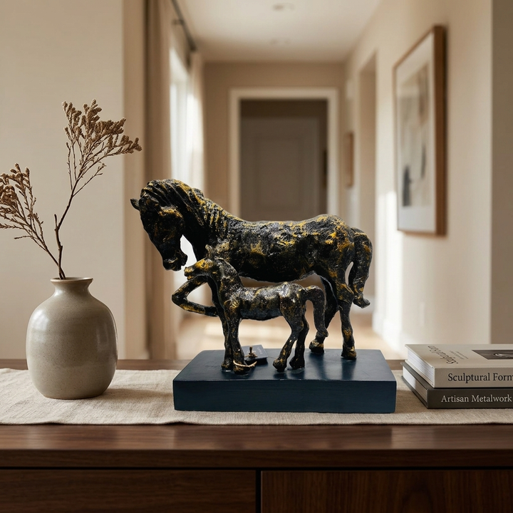 Antique Horse and Foal Sculpture