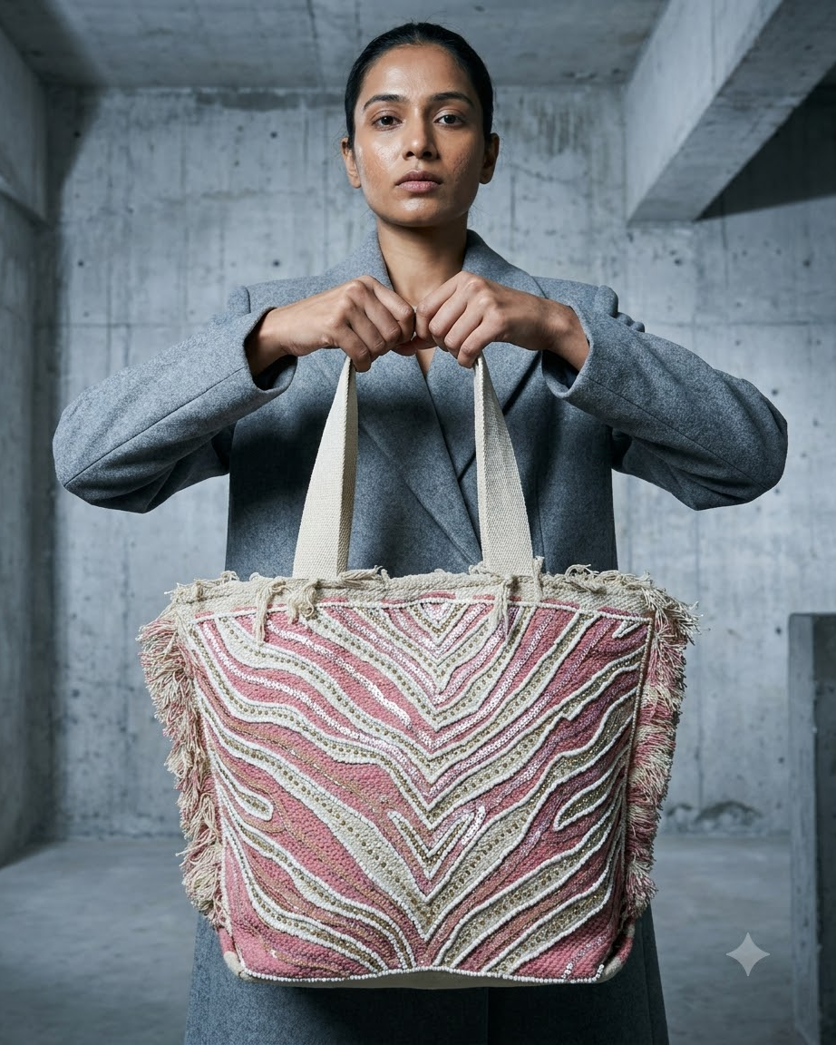 Pink &amp; Beige Tote Bag