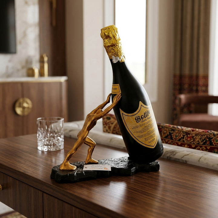 Man Holding Bottle Showpiece