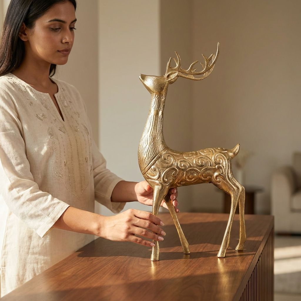 Golden Deer Showpiece for Home Décor