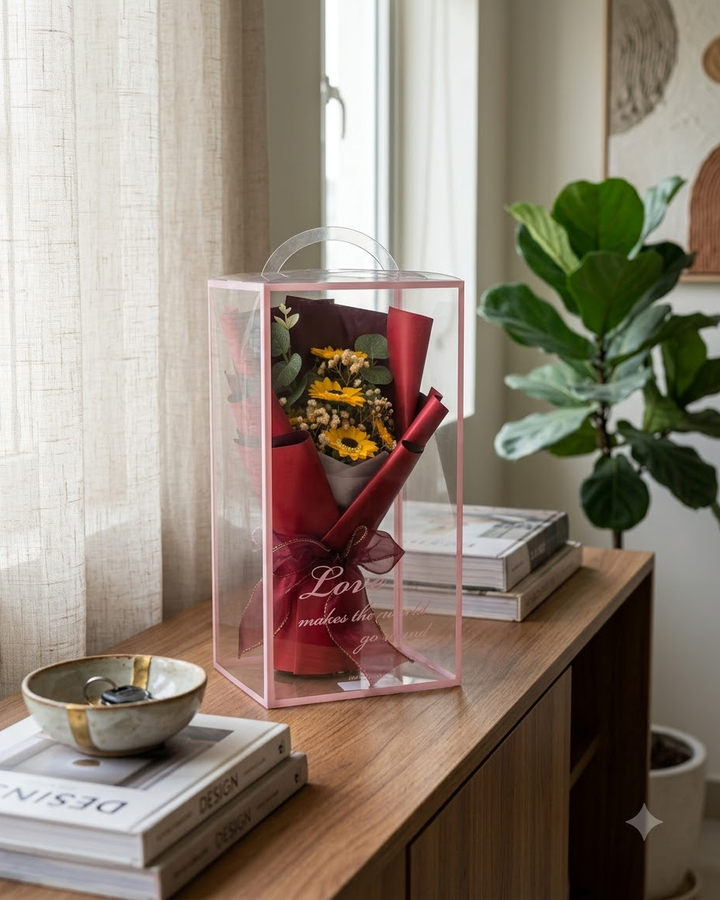 Sunflower Bouquet in Pink Gift Box