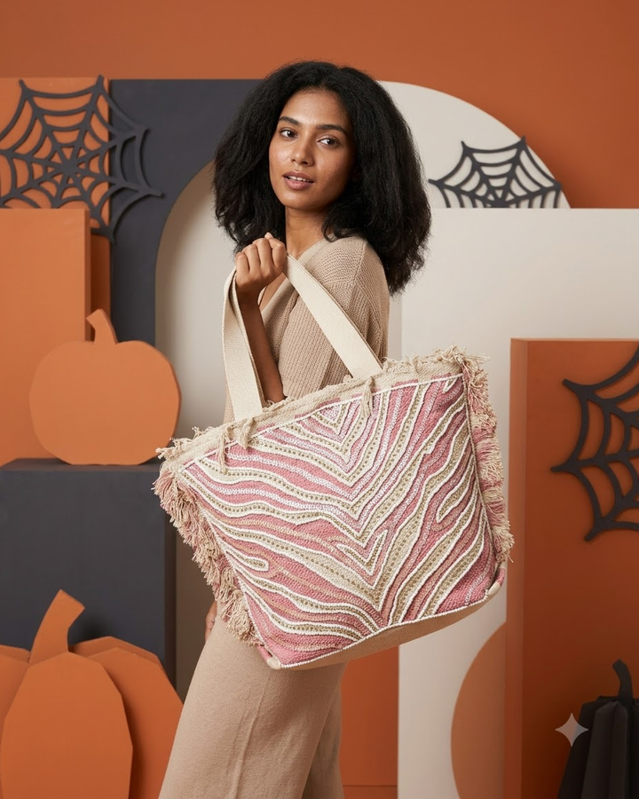 Pink &amp; Beige Tote Bag
