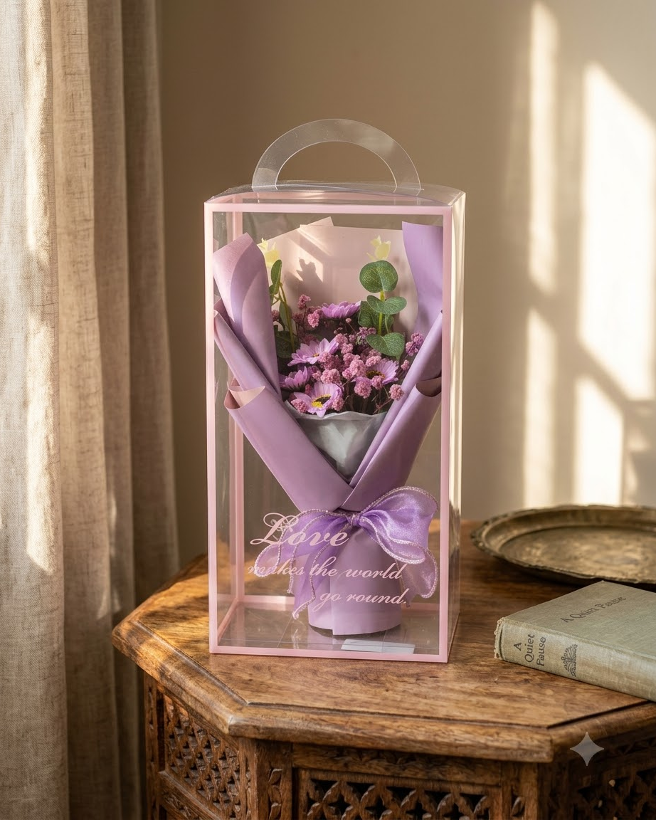 Purple Flower Bouquet in Gift Box