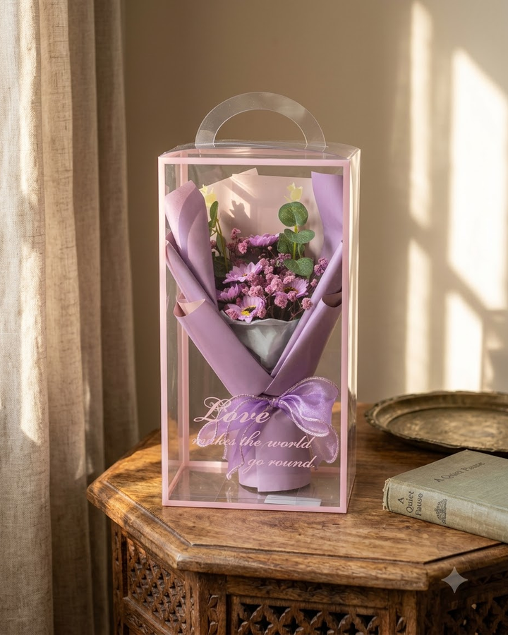 Purple Flower Bouquet in Gift Box