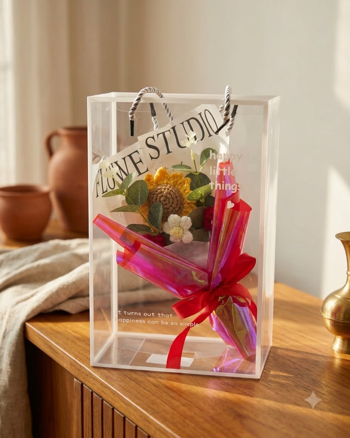 Crochet Sunflower Bouquet Gift Box
