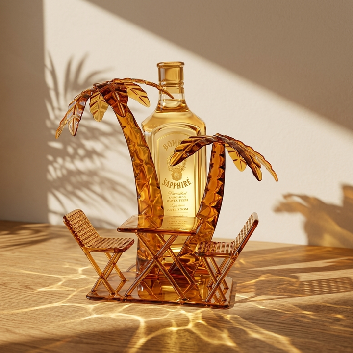 Metal Palm Tree Bottle Holder with Table &amp; Chairs | Bar Décor