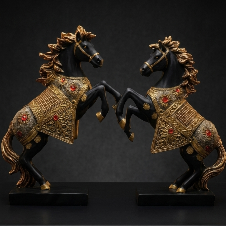 Royal Black Horse Showpiece for gifting
